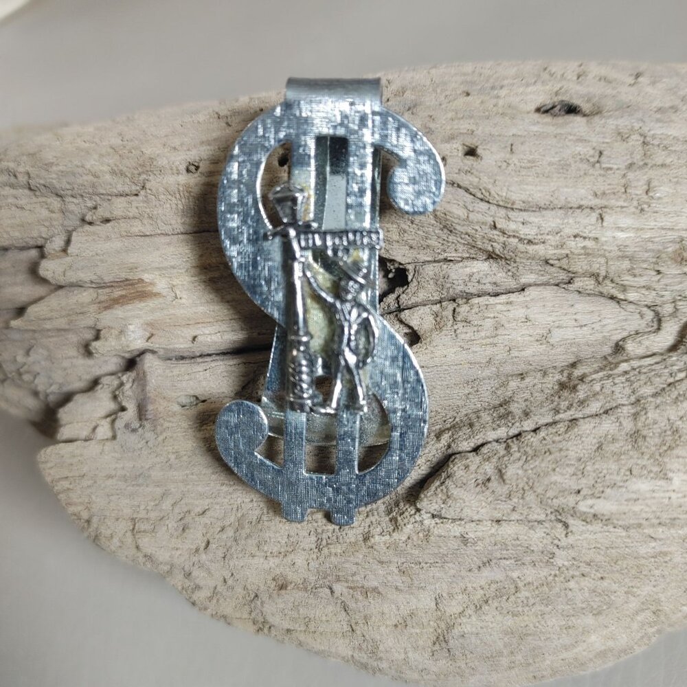 Money Clip New Orleans Souvenir Vintage Dollar Sign Cowboy Design Silver Tone
